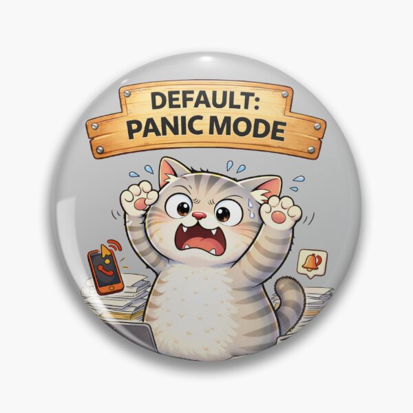 Item preview, Funny Cat Default Panic Mode Cat Humor Adulting Survival Meme designed and sold by Mindworx21.