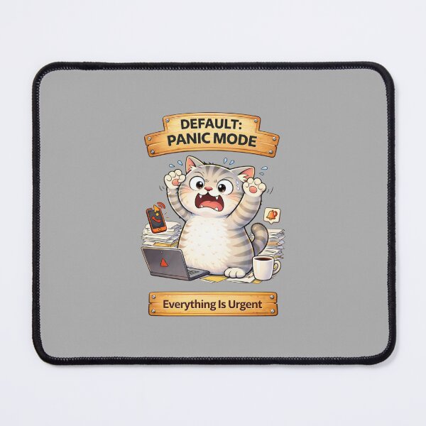 Item preview, Funny Cat Default Panic Mode Cat Humor Adulting Survival Meme designed and sold by Mindworx21.