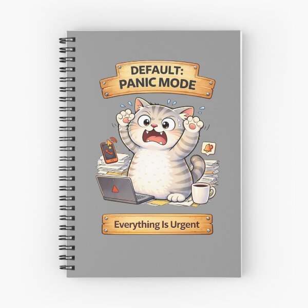 Item preview, Funny Cat Default Panic Mode Cat Humor Adulting Survival Meme designed and sold by Mindworx21.