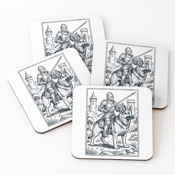 Artikelvorschau, Vintage Ritter, Deutscher Schäferhundreiter, düsterer Mittelalter-Hundeliebhaber entworfen und verkauft von DoodleTortle.