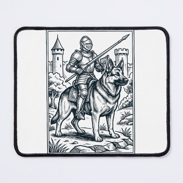 Artikelvorschau, Vintage Ritter, Deutscher Schäferhundreiter, düsterer Mittelalter-Hundeliebhaber entworfen und verkauft von DoodleTortle.