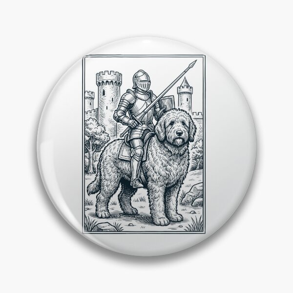 Artikelvorschau, Vintage-Ritter-Goldendoodle-Reiter, düsterer mittelalterlicher Hundeliebhaber entworfen und verkauft von DoodleTortle.