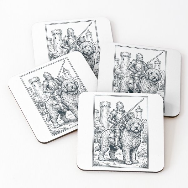 Item preview, Vintage Knight Goldendoodle Rider Grimdark Medieval Dog Lover designed and sold by DoodleTortle.