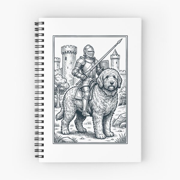 Artikelvorschau, Vintage-Ritter-Goldendoodle-Reiter, düsterer mittelalterlicher Hundeliebhaber entworfen und verkauft von DoodleTortle.