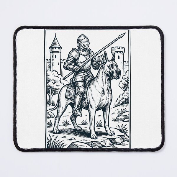 Artikelvorschau, Vintage-Ritter, Deutsche Dogge, Reiter, düster, mittelalterlich, Hundeliebhaber entworfen und verkauft von DoodleTortle.