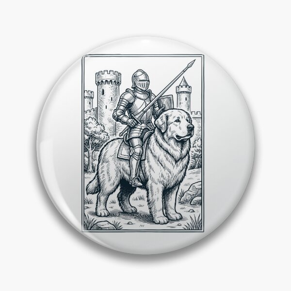 Artikelvorschau, Vintage-Ritter, Pyrenäenberghund-Reiter, düsterer Mittelalter-Hundeliebhaber entworfen und verkauft von DoodleTortle.