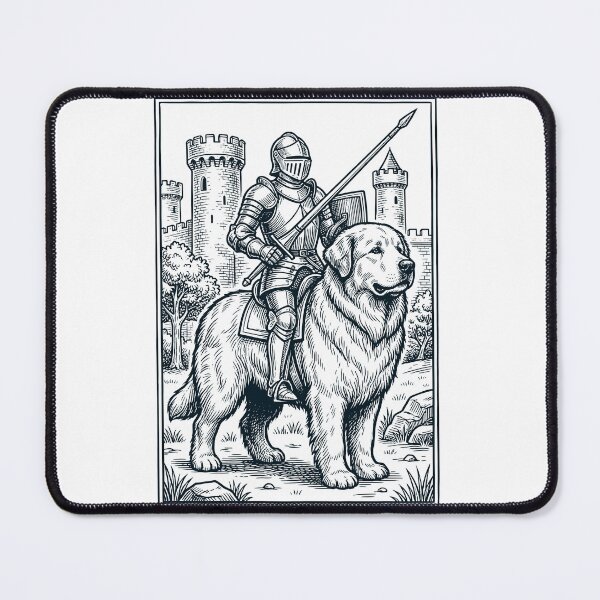 Artikelvorschau, Vintage-Ritter, Pyrenäenberghund-Reiter, düsterer Mittelalter-Hundeliebhaber entworfen und verkauft von DoodleTortle.