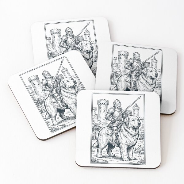 Artikelvorschau, Vintage-Ritter, Pyrenäenberghund-Reiter, düsterer Mittelalter-Hundeliebhaber entworfen und verkauft von DoodleTortle.