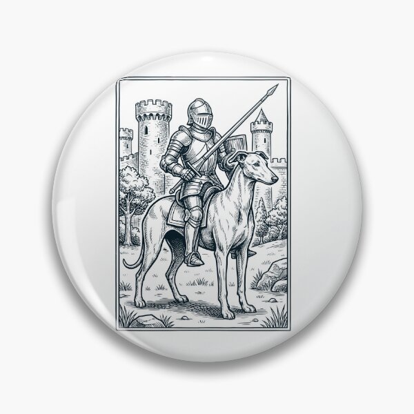 Artikelvorschau, Vintage-Ritter, italienischer Windhundreiter, düsterer mittelalterlicher Hundeliebhaber entworfen und verkauft von DoodleTortle.