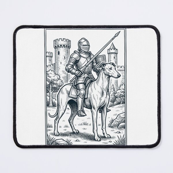 Artikelvorschau, Vintage-Ritter, italienischer Windhundreiter, düsterer mittelalterlicher Hundeliebhaber entworfen und verkauft von DoodleTortle.