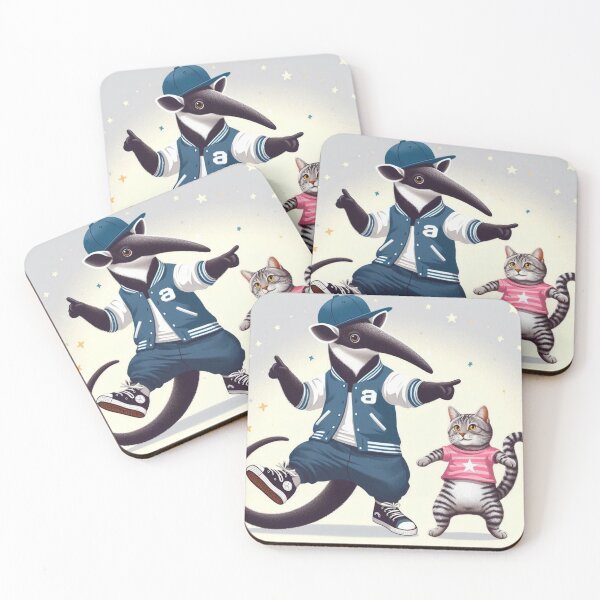 Item preview, Hip-Hop Dancing Anteater and Cat – Whimsical Streetwear Design designed and sold by Dogandesighn.