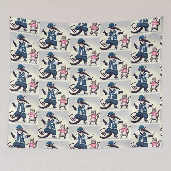 Item preview, Hip-Hop Dancing Anteater and Cat – Whimsical Streetwear Design designed and sold by Dogandesighn.