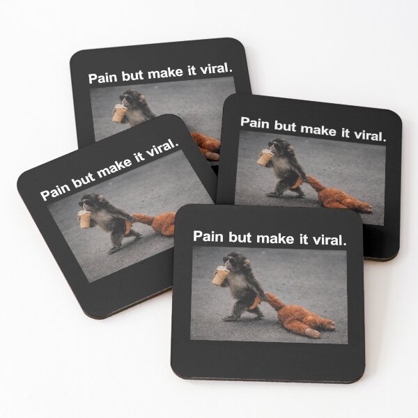 Item preview, Pain but make it viral, Baby Monkey Punch Drinking Iced Coffee Meme designed and sold by borenclolahroy.
