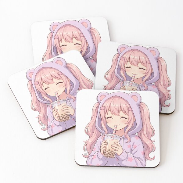Item preview, Cute Anime Girl Drinking Bubble Tea – Kawaii Boba Aesthetic designed and sold by Morden-Design.