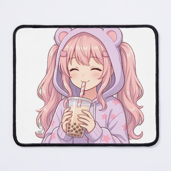 Item preview, Cute Anime Girl Drinking Bubble Tea – Kawaii Boba Aesthetic designed and sold by Morden-Design.