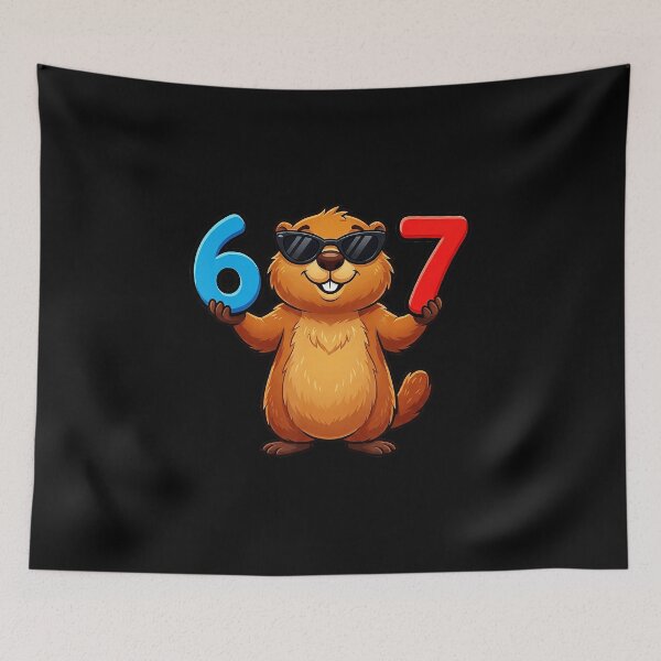 Item preview, Six Seven Cool Beaver Funny Number 67 Cartoon designed and sold by gladysenglish.