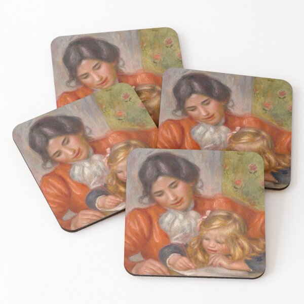 Item preview, La Lecon Decriture by Pierre-Auguste Renoir: Tender Impressionist Mother and Child designed and sold by artofuniverse.