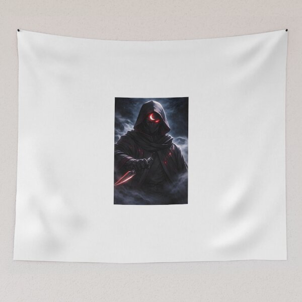 Item preview, Dark Hooded Assassin with Glowing Red Eyes – Shadow Warrior Art designed and sold by Anshugoyal.