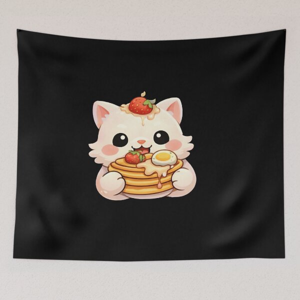 Item preview, Cute Kawaii Cat Eating Pancake Breakfast Stack designed and sold by Trendora90.