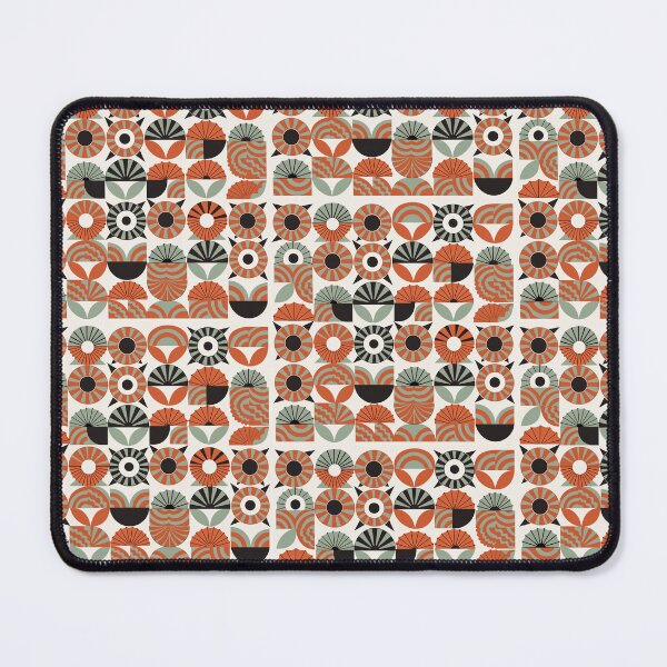 Item preview, Seamless pattern, minimalist mid-century modern shapes, abstract sun and botanical leaves, terracotta and sage green color palette, flat design, vector style, clean lines. designed and sold by Wongvian.