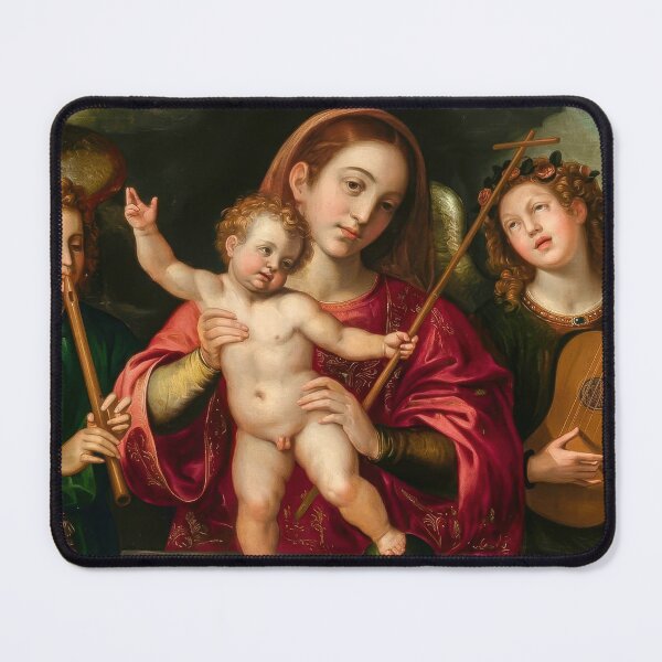 Item preview, Madonna and Child with Music-making Angels Art Print designed and sold by TheSoulOfArt.