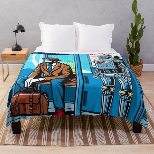 Item preview, Pop Art Robot – Retro Comic Bus Stop Scene designed and sold by Dogandesighn.