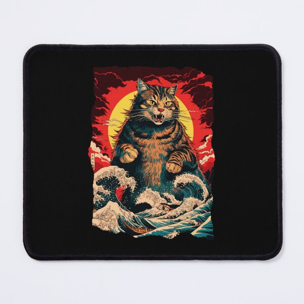 Item preview, Samurai Cat Great Wave Japanese Style Cat designed and sold by JEFDodsonArt.
