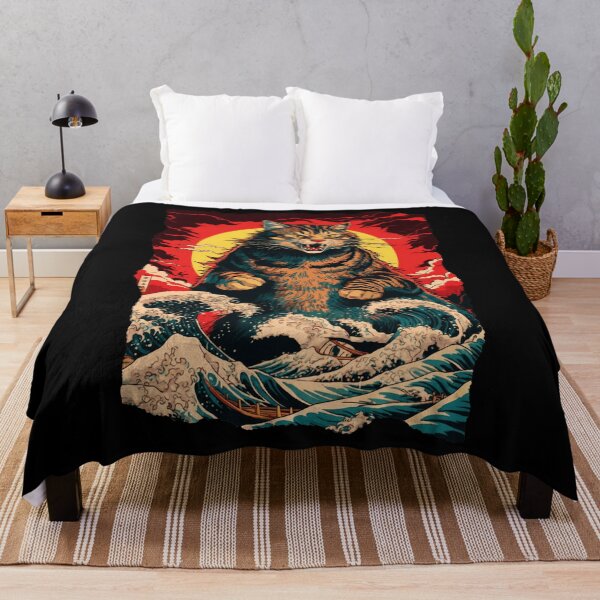 Item preview, Samurai Cat Great Wave Japanese Style Cat designed and sold by JEFDodsonArt.