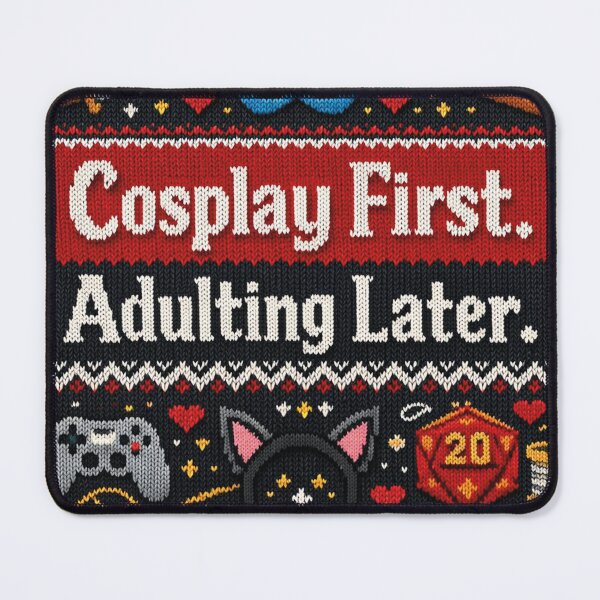 Item preview, Cosplay First Adulting Later Gaming Humor Knitting Pattern designed and sold by Mauswohn.