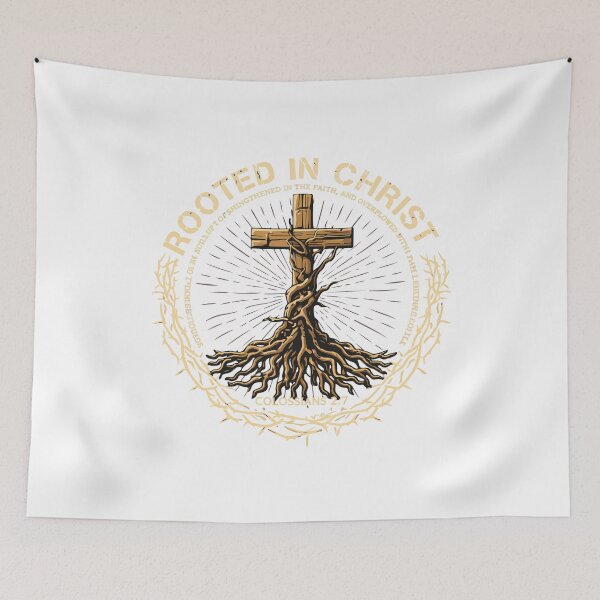Artikelvorschau, Verwurzelt in Christus – Christliches Kreuz als Glaubensdesign – Geschenk für Jesus-Gläubige entworfen und verkauft von kiralynstration.