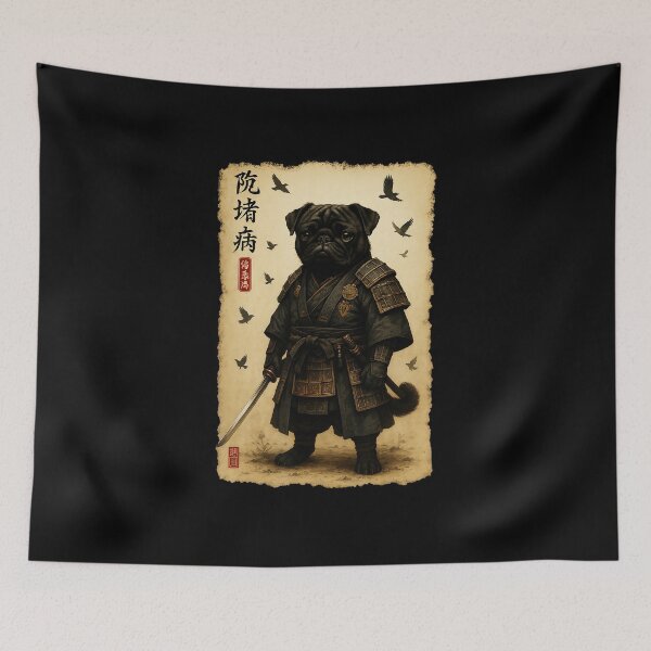 Item preview, Samurai Pug Warrior Japanese Style Dog Illustration designed and sold by titanlevi.