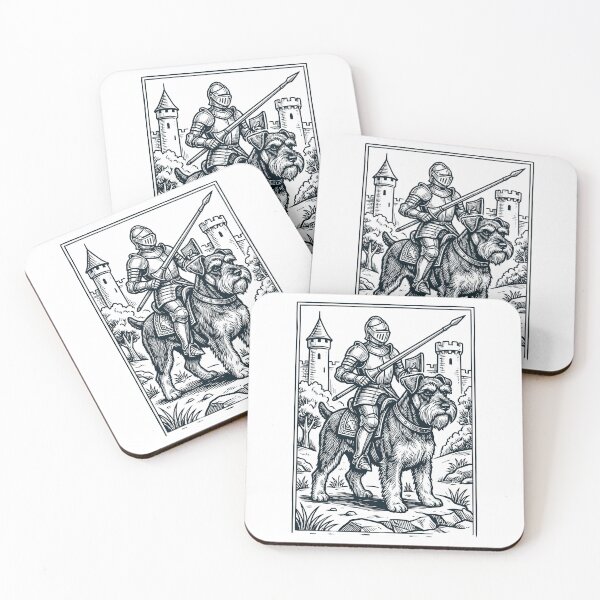 Artikelvorschau, Vintage Ritter Miniatur Schnauzer Reiter Grimdark Mittelalter Hundeliebhaber entworfen und verkauft von DoodleTortle.