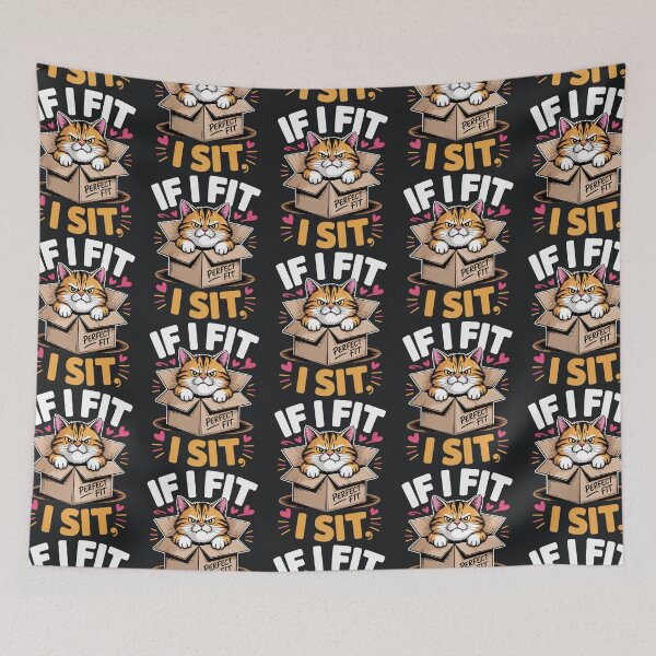 Item preview, If I Fit I Sit Cat – Funny Cute Cat Meme designed and sold by Taans-Creation.