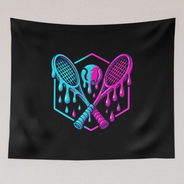 Item preview, Drippy Tennis Rackets Neon Street Style Illustration designed and sold by WayTBeenkenArt.