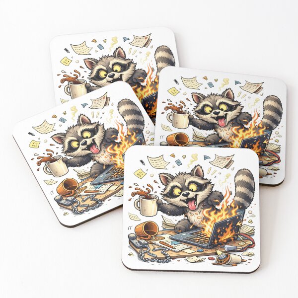 Item preview, Work Chaos Raccoon Laptop Meltdown designed and sold by the-dovlat.