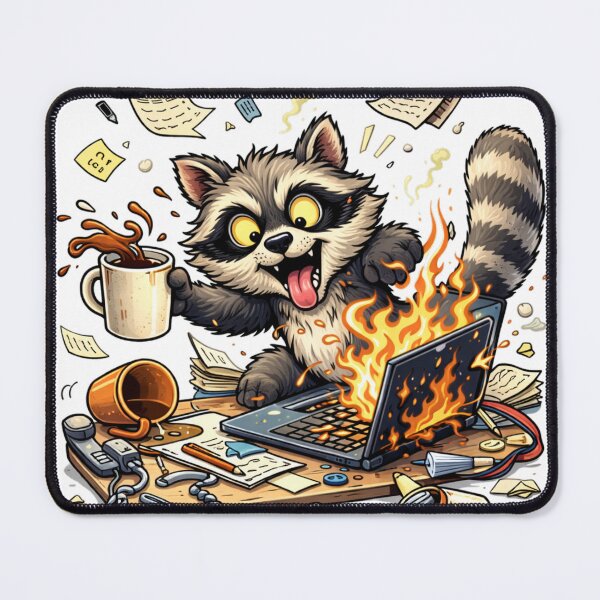 Item preview, Work Chaos Raccoon Laptop Meltdown designed and sold by the-dovlat.