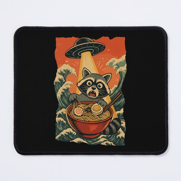 Item preview, Raccoon Ramen UFO Funny Japanese Style Illustration designed and sold by JEFDodsonArt.