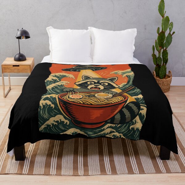 Item preview, Raccoon Ramen UFO Funny Japanese Style Illustration designed and sold by JEFDodsonArt.