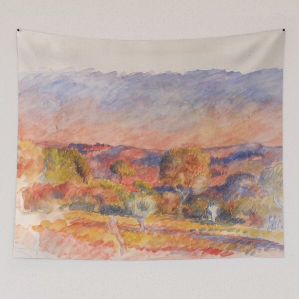 Item preview, Landscape by Pierre-Auguste Renoir: Warm Impressionist Hillside Poster designed and sold by artofuniverse.