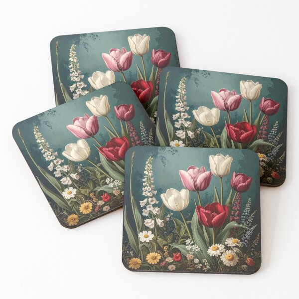 Item preview, Vintage Tulips and Wildflowers Botanical Illustration designed and sold by Rutvain.