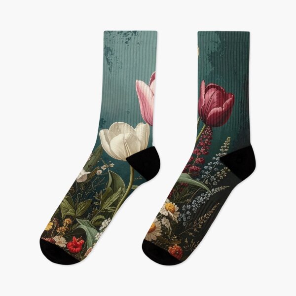 Item preview, Vintage Tulips and Wildflowers Botanical Illustration designed and sold by Rutvain.