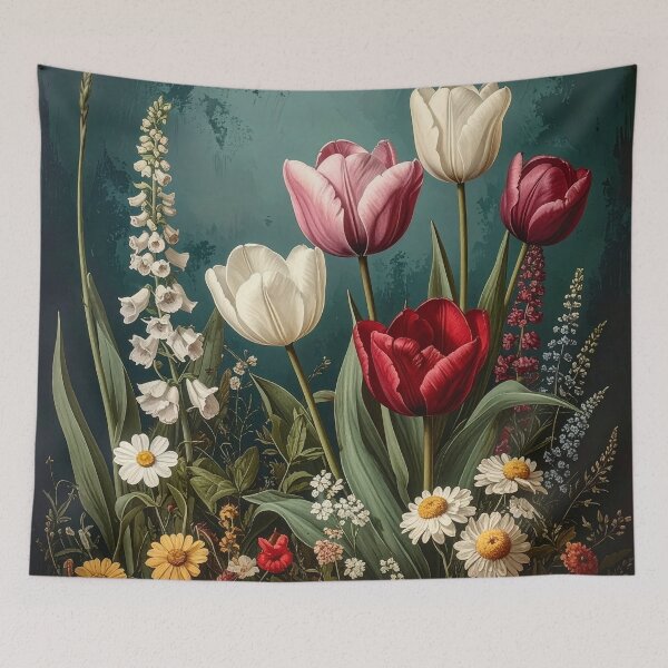 Item preview, Vintage Tulips and Wildflowers Botanical Illustration designed and sold by Rutvain.