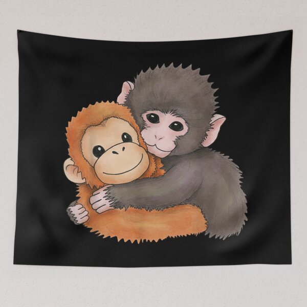 Item preview, Cute Baby Monkey Hugging Plush Toy Sweet Animal designed and sold by Nannythenimfa.