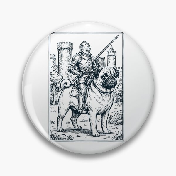 Artikelvorschau, Vintage Knight Pug Rider Grimdark Medieval Dog Lover entworfen und verkauft von DoodleTortle.