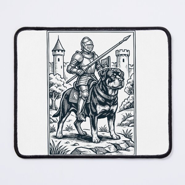 Artikelvorschau, Vintage-Ritter-Rottweiler-Reiter, düsterer Mittelalter-Hundeliebhaber entworfen und verkauft von DoodleTortle.