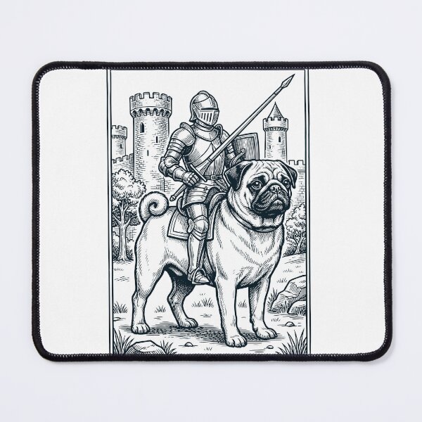 Item preview, Vintage Knight Pug Rider Grimdark Medieval Dog Lover designed and sold by DoodleTortle.