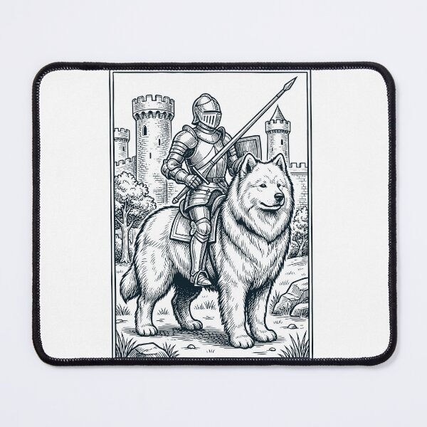 Item preview, Vintage Knight Samoyed Rider Grimdark Medieval Dog Lover designed and sold by DoodleTortle.