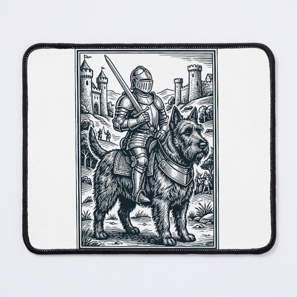 Artikelvorschau, Vintage-Ritter, schottischer Terrierreiter, düsterer mittelalterlicher Hundeliebhaber entworfen und verkauft von DoodleTortle.