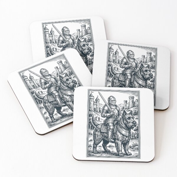 Artikelvorschau, Vintage-Ritter, schottischer Terrierreiter, düsterer mittelalterlicher Hundeliebhaber entworfen und verkauft von DoodleTortle.