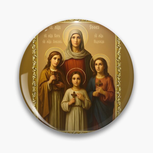 Item preview, Saints Faith Hope Love and their mother Sophia , inscription in Russian designed and sold by orthodox-icon.